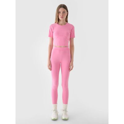 4. Crop top slim gładki damski 4F 4FRAW24TTSHF2581-54S