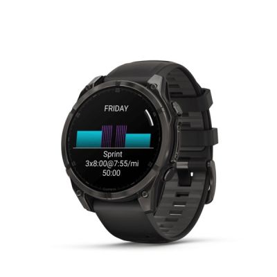 8. Garmin fenix 8 3,56 cm (1.4") AMOLED 47 mm Cyfrowy 454 x 454 px Ekran dotykowy Czarny Wi-Fi GPS