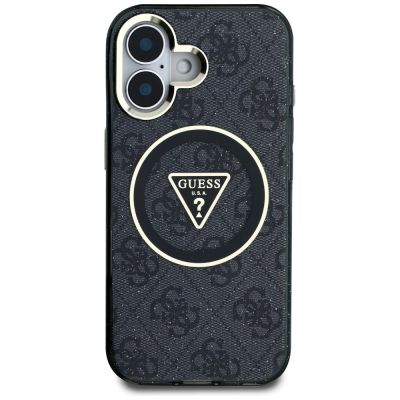 3. Etui Guess IML Metal Glitter 4G Circle Triangle MagSafe na iPhone 16 - czarne