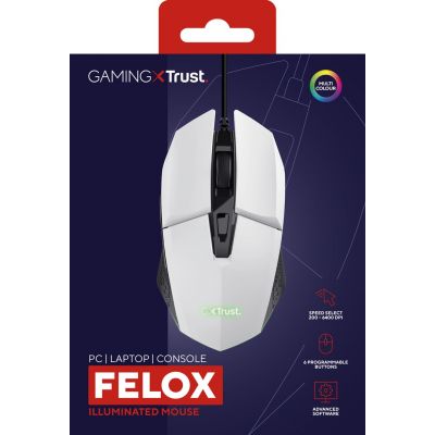 7. Mysz gamingowa TRUST GXT109P Felox Biała