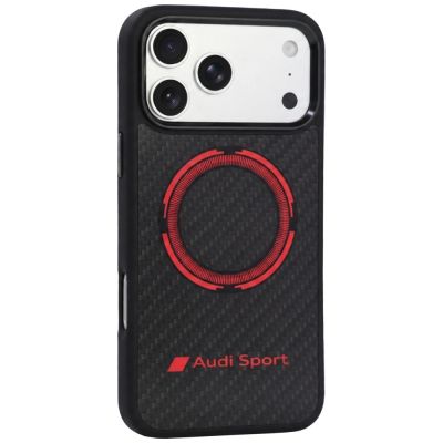 3. Etui Audi RSQ Carbon Fiber Sport Red Circle MagSafe na iPhone 18 Pro Max / 17 Pro Max - czarne