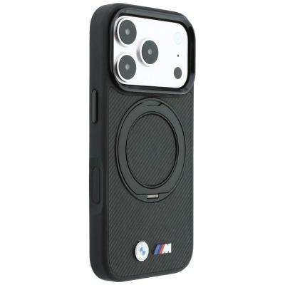 4. Etui BMW Kevlar Ring Stand 360 MagSafe na iPhone 18 Pro / 17 Pro - czarne
