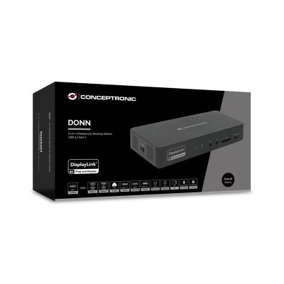 6. Stacja dokująca Conceptronic 17-1 USB-C->HDMI DP 4K/60Hz GbE USB-C bk