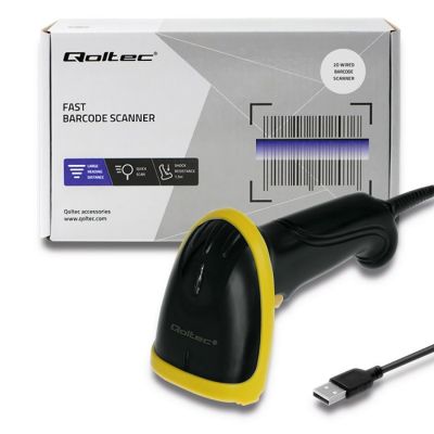 8. QOLTEC LASEROWY CZYTNIK KODÓW 1D | 2D | USB | CZARNY