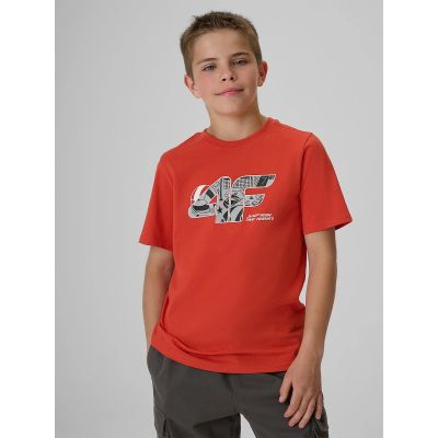 T-shirt regular z nadrukiem chłopięcy 4F 4FJRAW26TTSHM4349-062S