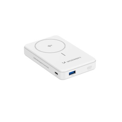 4. Powerbank Wozinsky WLWP-10KA0Y3WS 22,5W PD Qi2 10000 mAh, z podstawką, 1x USB-A, 1x USB-C - biały