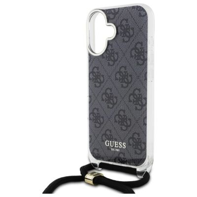 5. Etui Guess Crossbody Cord 4G Print na iPhone 16 - czarne
