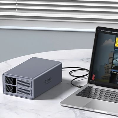 3. Macierz dyskowa Orico 9828RU3 2 Big DAS Solution ProRAID na 2 dyski 2,5"/3.5" SATA HDD/SSD z kontrolerem RAID - szara