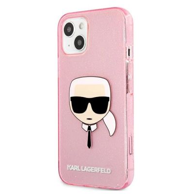 2. Etui Karl Lagerfeld Glitter Karl's Head na iPhone 13 mini - różowe