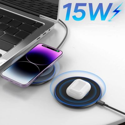 11. Ładowarka indukcyjna Wozinsky WLI-01Y 15W Qi z kablem USB-C - czarny