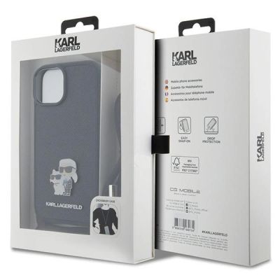 7. Etui Karl Lagerfeld Crossbody Saffiano Metal Pin Karl&Choupette na iPhone 15 - czarne