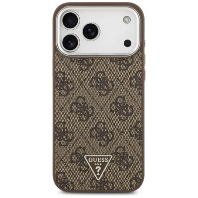 3. Etui Guess 4G Triangle Logo MagSafe na iPhone 18 Pro Max / 17 Pro Max - brązowo-srebrne