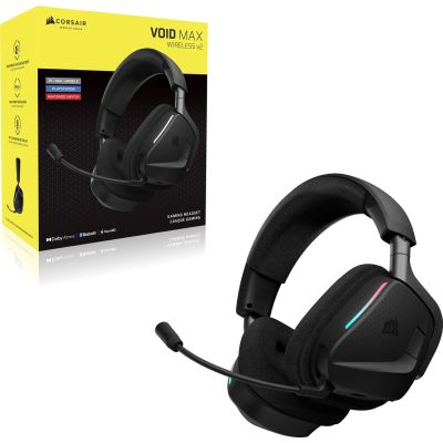 5. Corsair VOID v2 MAX WIRELESS Zestaw słuchawkowy Bezprzewodowy Opaska na głowę Gaming Bluetooth Czarny