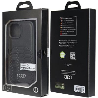 7. Etui Audi Synthetic Leather z MagSafe na iPhone 15 / 14 / 13 - czarne