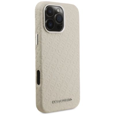 4. Etui Karl Lagerfeld FW Stamped Karl MagSafe na iPhone 16 Pro Max - beżowe