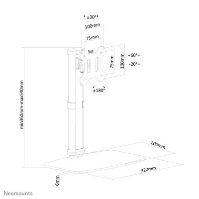 11. Neomounts FPMA-D890BLACK uchwyt / stojak do monitorów 76,2 cm (30") Biurko Czarny