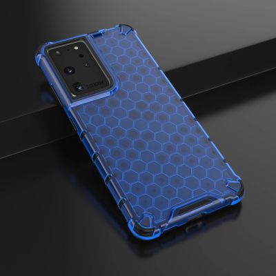 14. Honeycomb etui pancerny pokrowiec z żelową ramką Samsung Galaxy S22 Ultra niebieski
