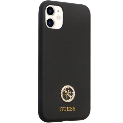 4. Etui Guess Silicone Logo Strass 4G na iPhone 11 / Xr - czarne