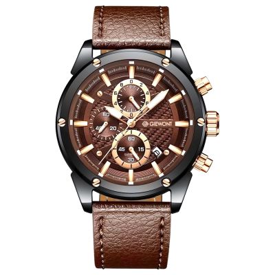 12. Zegarek Męski Giewont Chronograph Sapphire Czarno Brązowy GW8810-A3