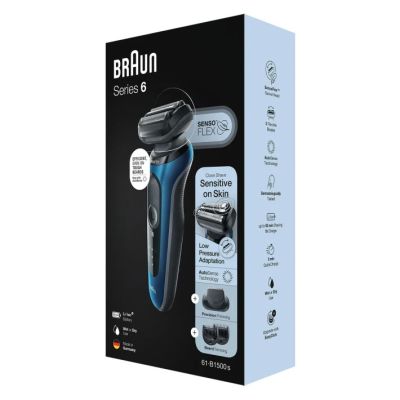 3. Braun Series 6 61-B1500s Golarka foliowa Przycinarka Niebieski