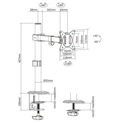 8. Equip 650156 uchwyt / stojak do monitorów 81,3 cm (32") Biurko Czarny