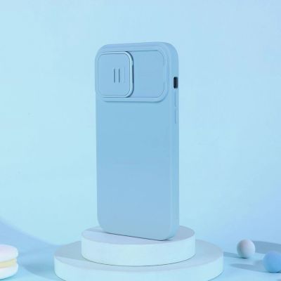 20. Nillkin CamShield Silky Silicone Case etui iPhone 14 Pro Max silikonowy pokrowiec z osłoną na aparat niebieskie