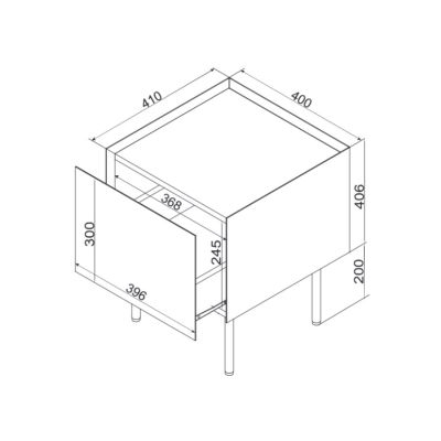 4. Szafka nocna 2szt FELLINI 40x41x60 kaszmir + blat dąb olejowany