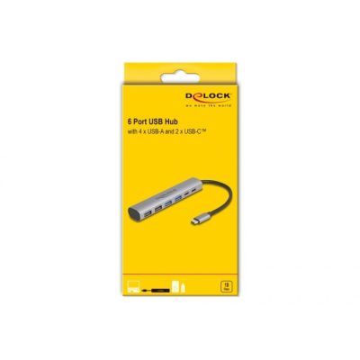 4. DeLOCK 6-portowy koncentrator USB z 4 x żeńskim złączem USB Typ-A i 2 x żeńskim złączem USB Type-C