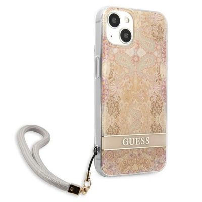 4. Etui Guess Flower Strap na iPhone 13 mini - złote