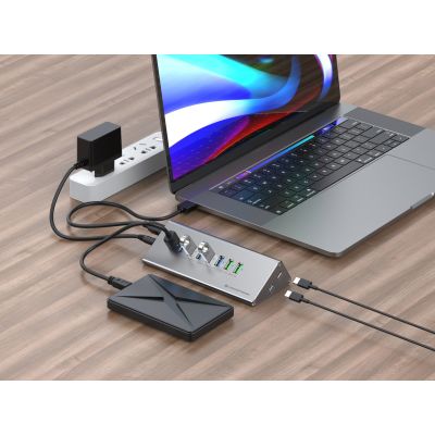 5. CONCEPTRONIC 10-portowy koncentrator USB-A3.0/-C Adapter -> 6xA3.0+m.Netz. Gr