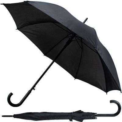PARASOL DŁUGI PÓŁAUTOMATYCZNY Z ZAWIJANĄ RĄCZKĄ CZARNY SEMI LINE