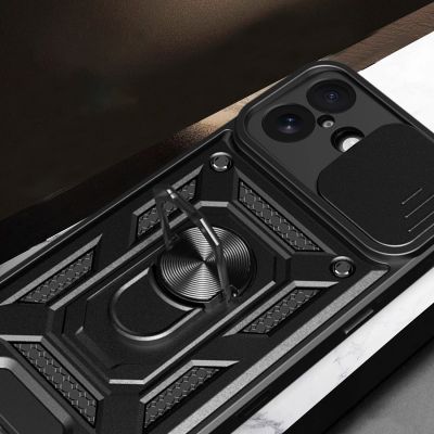7. Etui Hybrid Armor Camshield na iPhone 17 pancerne z podstawką i osłoną aparatu - czarne