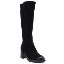 Kozaki damskie zamszowe na obcasie czarne Potocki SZ12849