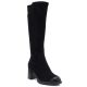 Kozaki damskie zamszowe na obcasie czarne Potocki SZ12849