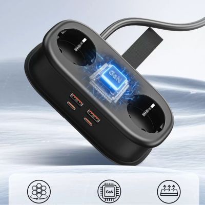 4. Listwa zasilająca Orico AP3 65W GaN 6w1 2x AC + 2x USB-A + 2x USB-C - czarna