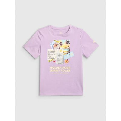 5. T-shirt regular z nadrukiem dziewczęcy 4F 4FJRAW26TTSHF4326-052S