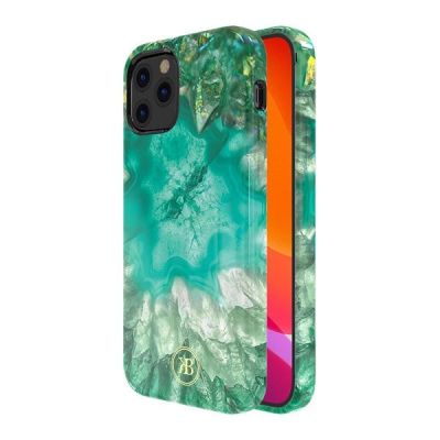 2. Kingxbar Agate Series eleganckie etui pokrowiec z nadrukiem agat iPhone 12 mini zielony