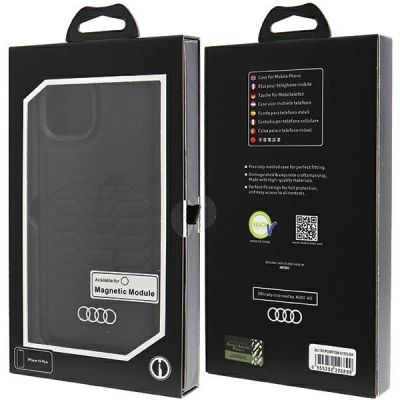 7. Etui Audi Synthetic Leather z MagSafe na iPhone 15 Plus / 14 Plus - czarne