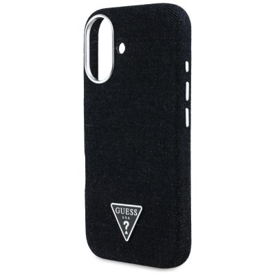 6. Etui Guess Denim Triangle Logo MagSafe na iPhone 16 - czarne