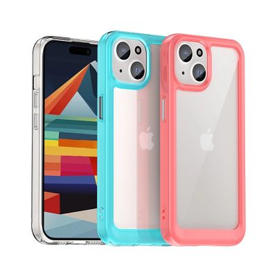 6. Wzmocnione etui Outer Space z elastyczną ramką do iPhone 15 - czerwone