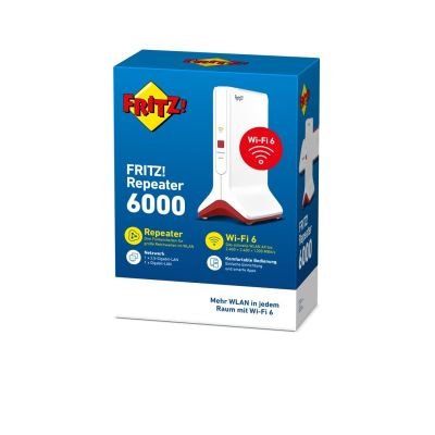4. FRITZ!Repeater 6000 router bezprzewodowy Ethernet Tri-band (2.4 GHz/5 GHz/5 GHz) Czerwony, Biały