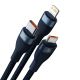 2. Baseus Flash Series II kabel USB Typ C / USB Typ A - USB Typ C / Lightning / micro USB 100 W 1,2 m niebieski (CASS030103)
