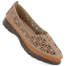 Skórzane półbuty damskie ażurowe brązowe Sergio Leone SP006