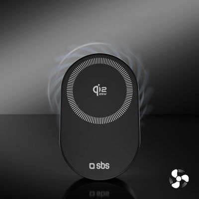 6. Uchwyt magnetyczny SBS z ładowarką bezprzewodową Qi2.2 25W z chłodzeniem aktywnym - czarny