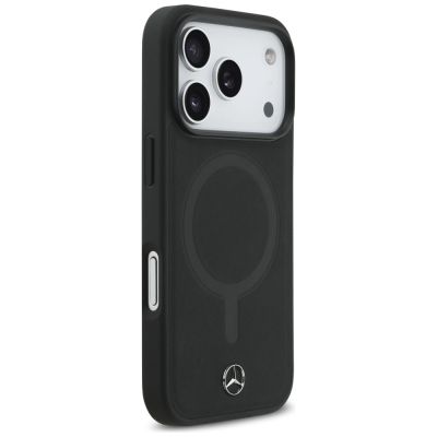 4. Etui Mercedes Plain Smooth Leather MagSafe do iPhone 17 Pro - czarne