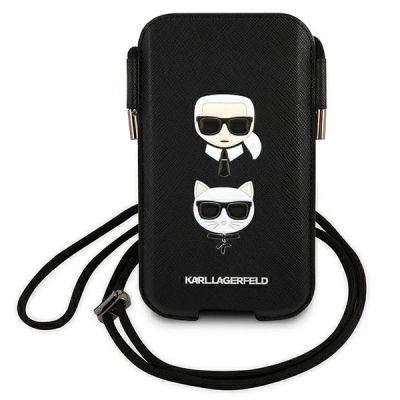 2. Torebka Karl Lagerfeld Saffiano Ikonik Karl&Choupette Head 6.1'' - czarna