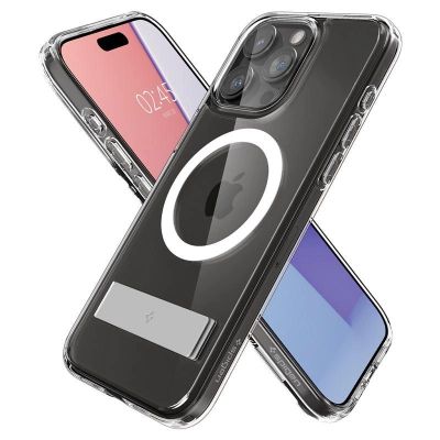 5. Etui Spigen Ultra Hybrid S MagSafe z podstawką do iPhone 15 Pro - przezroczyste