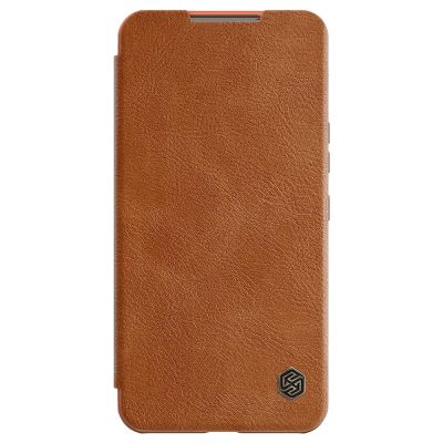 2. Nillkin Qin Leather Pro Case etui do Samsung Galaxy S22+ (S22 Plus) osłona na aparat kabura pokrowiec obudowa z klapką brązowy