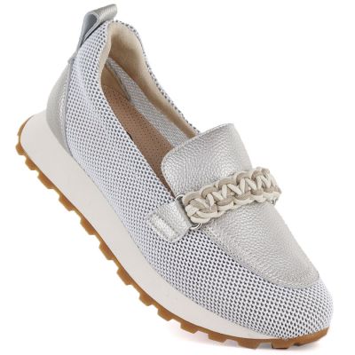 Skórzane półbuty damskie sportowe lordsy złote Cambell  19392