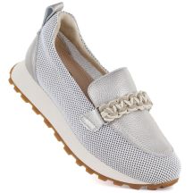 Skórzane półbuty damskie sportowe lordsy złote Cambell  19392